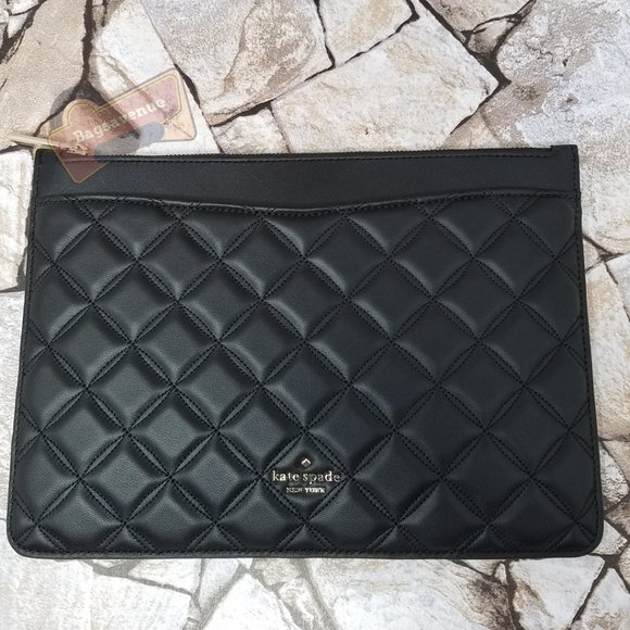 Large Zip Pouch Black Natalia Leather Kate Spade